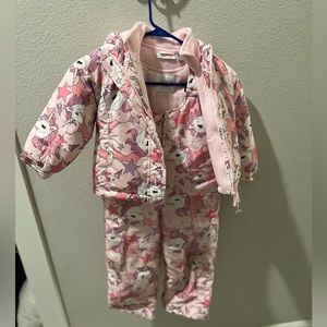 Snow bib and jacket 3t. Unicorn design!